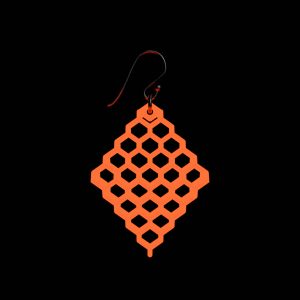 Geometric glow in the dark earring - Pink - 5 Cell - Front View - Night